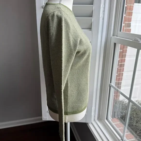 LIZ CLAIBORNE Sweater Womens PM Green 100% Merino Wool Breathable Natural Fiber - Picture 4 of 11